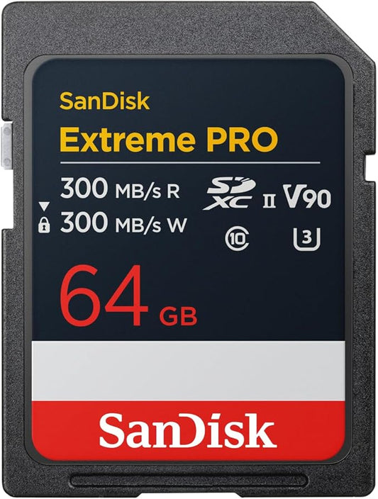 SanDisk 64GB Extreme PRO SDXC UHS-II Memory Card - Up to 300MB/s Read and Write speeds, V90, 8K, 4K UHD, SD Card - SDSDXDM-064G-GN4IN