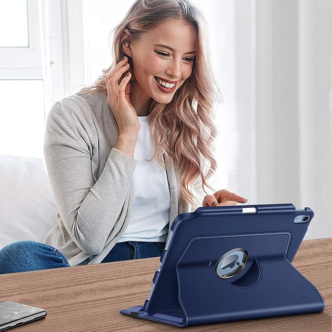 Fintie Rotating Case for iPad (A16) 11th Generation 11 Inch (2025), iPad 10th Generation 10.9 Inch (2022) - [Built-in Pencil Holder] 360 Degree Rotating Protective Stand Cover, Navy