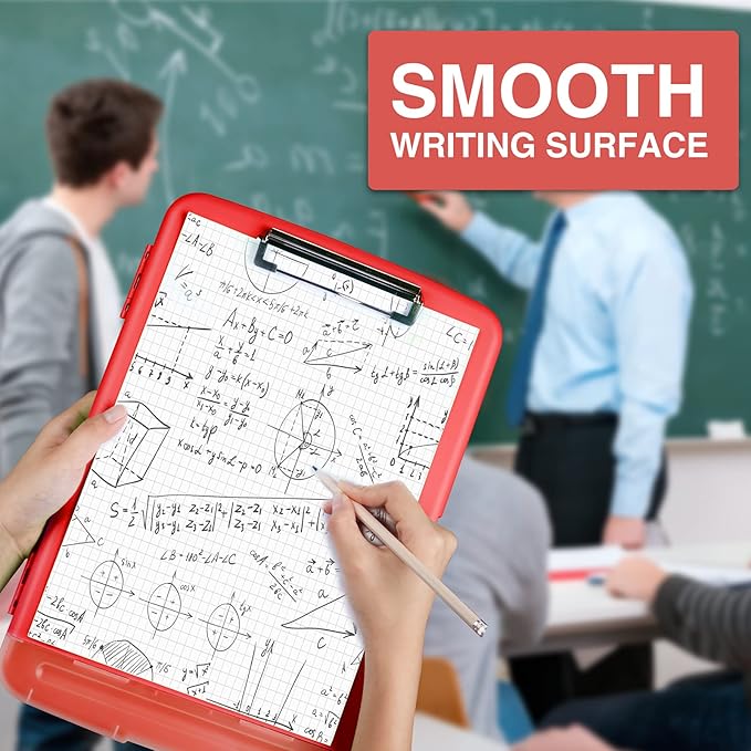 Sooez Clipboard with Storage, Clip Board 8.5 x 11 with Pen Holder, Plastic Organization Case Box for Letter Legal A4 Size Paper, Low Profile Clip, Nurses Teachers Must Haves, School & Office Supplies