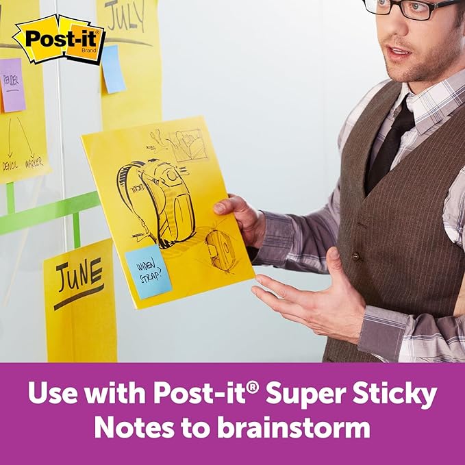 Post-it Super Sticky Big Notes, 11 in x 11 in, 1 Pad, 2X The Sticking Power, Neon Orange (BN11O)
