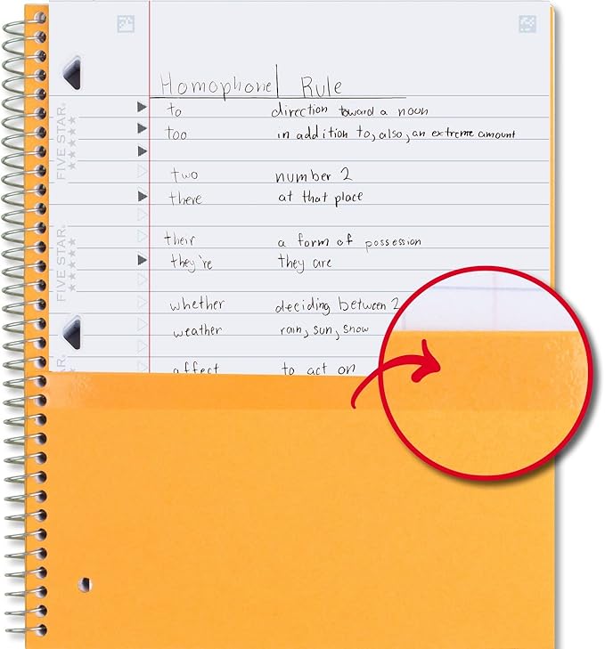 Five Star Spiral Notebook + Study App, 3 Subject, Wide Ruled Paper, 8" x 10-1/2", 150 Sheets, Fights Ink Bleed, Water Resistant Cover, Forest Green (73176) (Pack of 6)