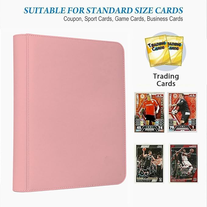 Premium 9-Pocket Zippered Trading Card Binder, 540 Pockets Double-Sided Side-Loading Card Organizer Album, PU Leather Card Holder Protector for MTG, TCG, Sports Cards Pink