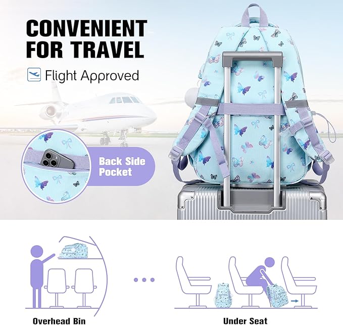 Bevalsa Backpack for Gilrs, 3PCS Corduroy Kids Backpack Set with Lunch Box & Pencil Pouch, Bookbag Daypack Laptop Bag for Women Teens Elementary Middle High School