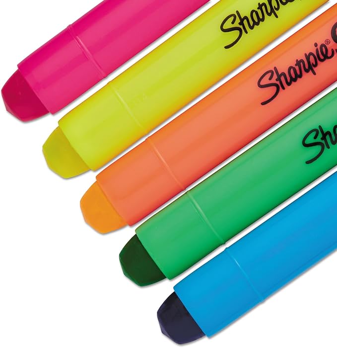 Sharpie Gel Highlighters Bullet Tip Assorted Fluorescent Highlighter Markers 5 Count Pack Smear And Bleed Resistant Long-Lasting And Won'T Dry Out