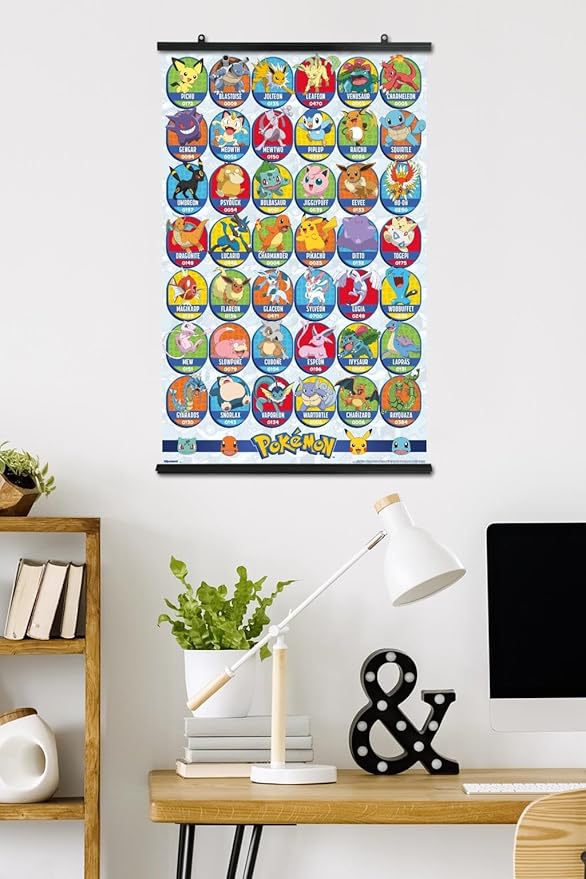 Pokémon: All-Time Favorites - Grid Wall Poster, 34L" x 22.4W", Premium Poster & Clip Bundle