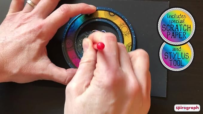 Spirograph Scratch & Shimmer – Arts and Crafts, Kids Toys, Art Supplies, Craft Supplies, Drawing Kit, Spiral Art, Classic Gear Design Kit, Magic Scratch Paper, Pen, Design Sheet Included, Ages 8+