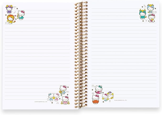 Erin Condren A5 Spiral Bound Lined Notebook - Special Edition, Hello Kitty Zodiac Laminate Metallic Cover, 160 Lined Pages Of 80 Lb, Mohawk Paper, Sticker Sheet Included
