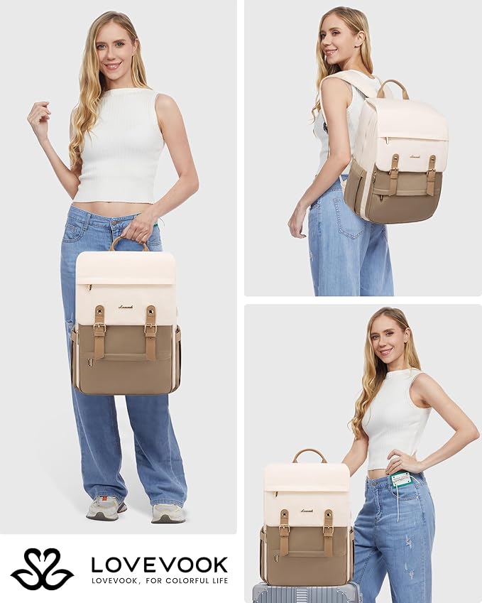 LOVEVOOK Laptop Backpack Purse for Women Fashion Vintage Computer Backpack 17 Inch Large Teacher Nurse Backpack Casual Daypack for Travel Business Work College