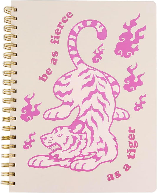 Pearhead Spiral Hardcover Notebook 8x10 – Pink Tiger College-Ruled Writing Journal with 200 Lined Pages, Perforated Paper for School, Notes & Creative Writing