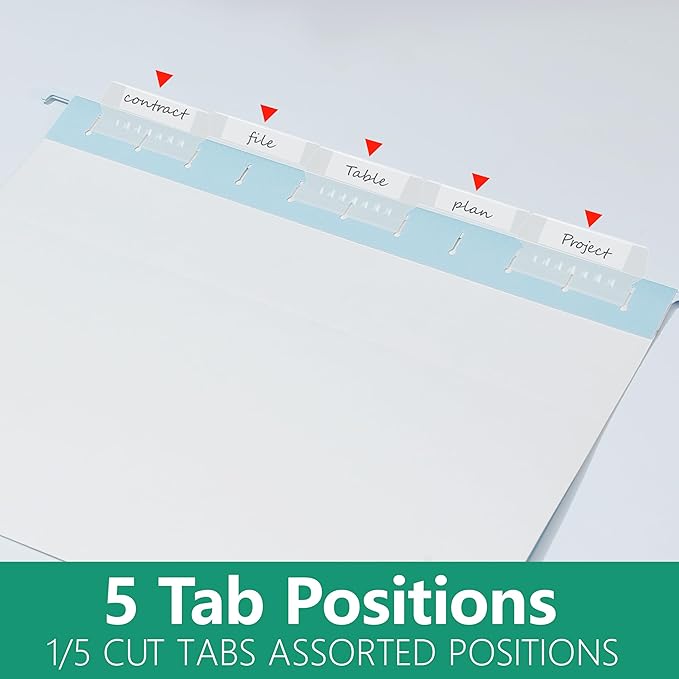 High Capacity Blue Hanging File Folders,Pastel Colors,Heavy Duty for Filing Cabinet,Insertable Tabs,Letter Size-6 Pack
