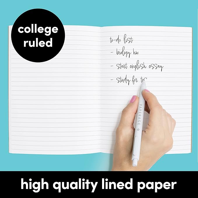 PAPERAGE 12-Pack Composition Notebook Journals, 120 Pages, Kraft Cover with Jewel Tone Spines, College Ruled Lined Paper, Small Size (8 in x 5.75 in) – for Home, Office or School Supplies