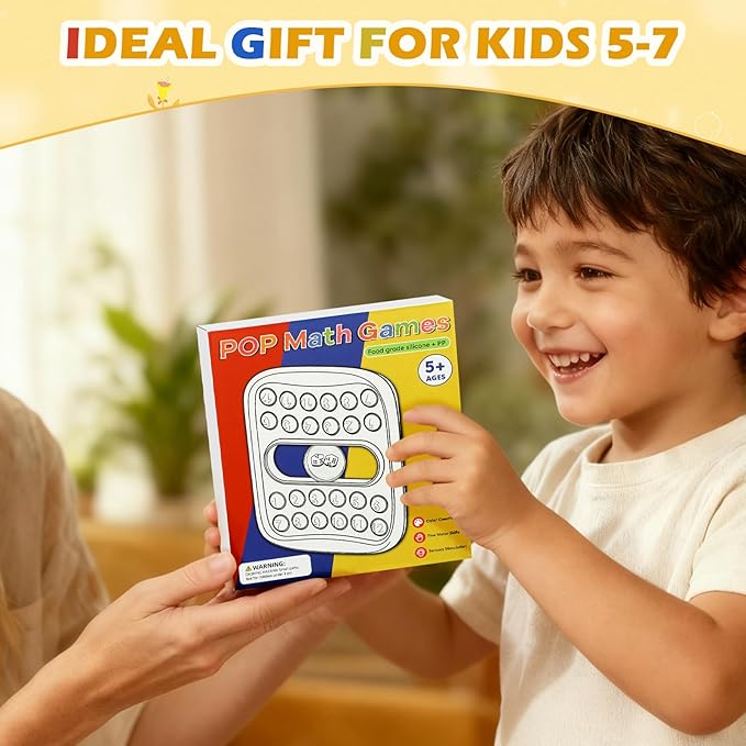 Pop Math Game for Kids - Addition & Subtraction Game - Educational Toys Learning Toys for Kids 4 5 6 7, Math Game for Preschool Kindergarten Boys Girls, 2 Player