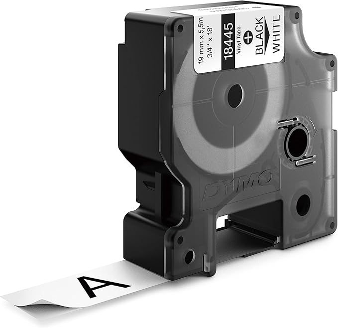 DYMO Rhino Industrial Vinyl Labels 3/4" Black Print on White Tape