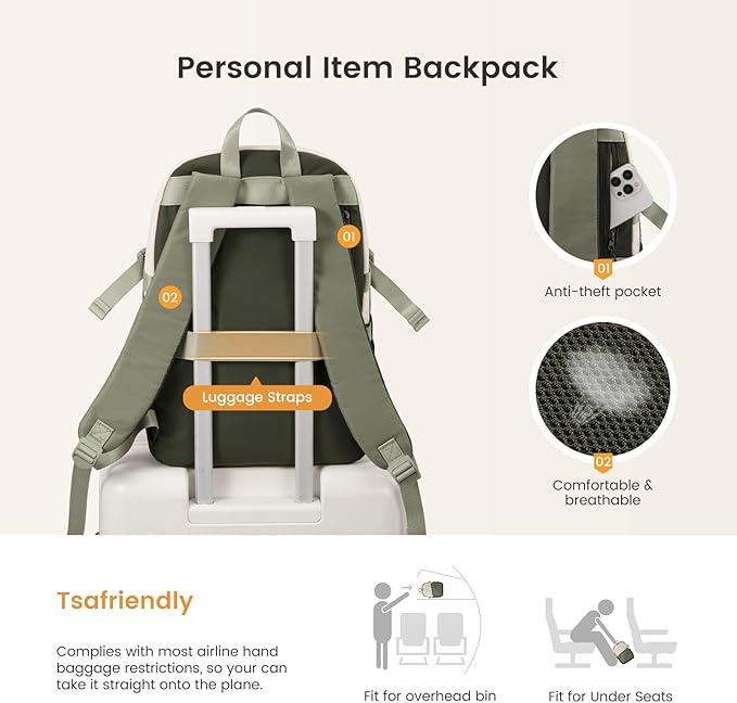 LOVEVOOK Everyday Backpack for Women, Chic Versatile Backpack with Water Bottle Pocket, Lightweight Waterproof Casual Daypack for City Work Commute, College, Travel & Gifts, Beige-Olive Green