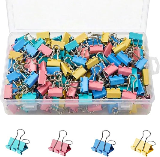148Pcs Small Binder Clips Assorted Colored, 0.75 in/19mm Mini Binder Paper Clips Office Clips Office Supplies Desk, 3/4 Inch Cute Binder Clips, Small Paper Clamps for Home School Business (Colored)