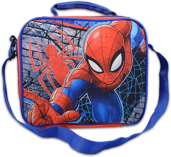 Marvel Spiderman Backpack Set - Bundle with 16" Bag, Lunch Box, Stationery, Water Bottle, Stickers, and More | Marvel School Supplies Kit for Kids