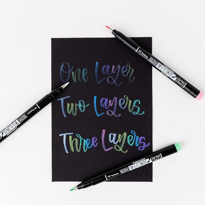 Tombow 56448 Fudenosuke Brush Pens, Pastel, 6-Pack
