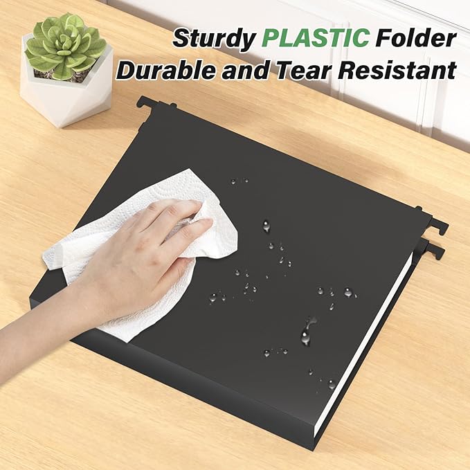 Ansook Extra Capacity Hanging File Folder Letter Size,Heavy Duty 2" Expansion File Folders Hanging with Tabs,6 Pack Plastic File Cabinet Folders,Hanging File Organizers for Bulk Files,Medical Charts