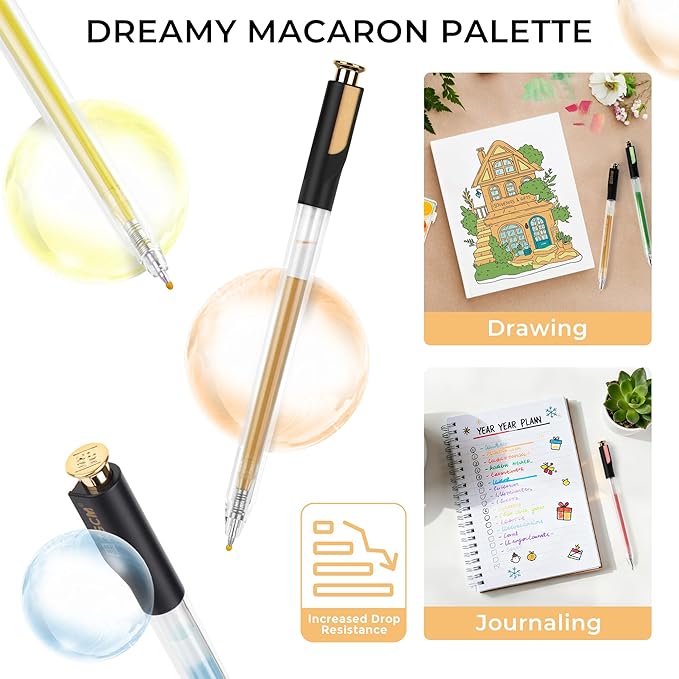 Retractable Morandi Gel Pens, 7 Colors Large Capacity Muted Grayish Gel Ink Pens for Adult Coloring, 1.0 mm Fine Point Smooth Writing Color Pen for Minimalist Art Note Taking Aesthetic Art Supplies