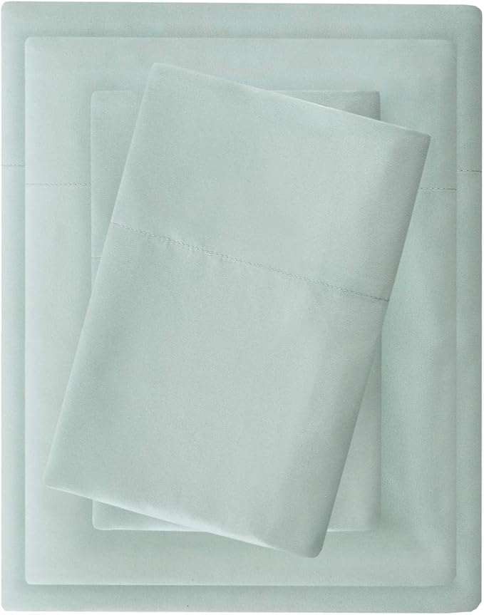 Madison Park 3M Microcell Bed Sheet Set Color Fast, Wrinkle and Stain Resistant, Soft Sheets with 16" Deep Pocket All Season, Cozy Bedding-Set, Matching Pillow Case, King, Seafoam, 4 Piece (MP20-2391)