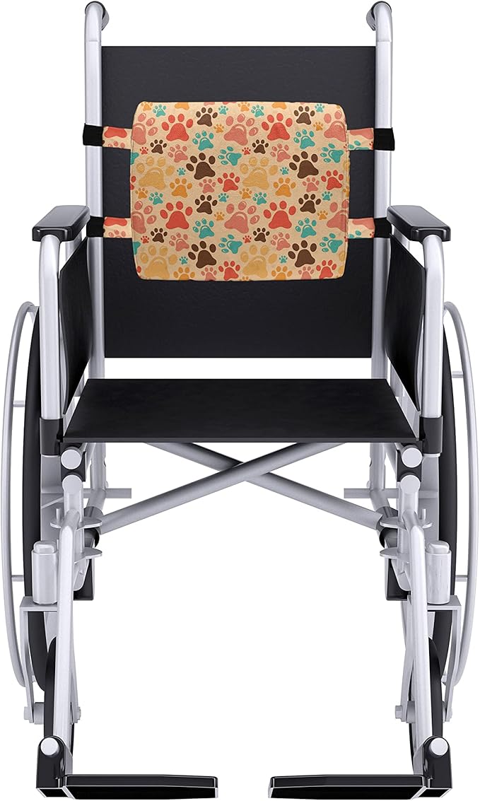 Ambesonne Dog Lover Lumbar Back Support Pillow, Colorful Paw Print Pattern with Various Sizes Abstract Animal Canine and Feline, High Density Foam for Office Chairs Car Seats, 14" x 13", Coffee Brown
