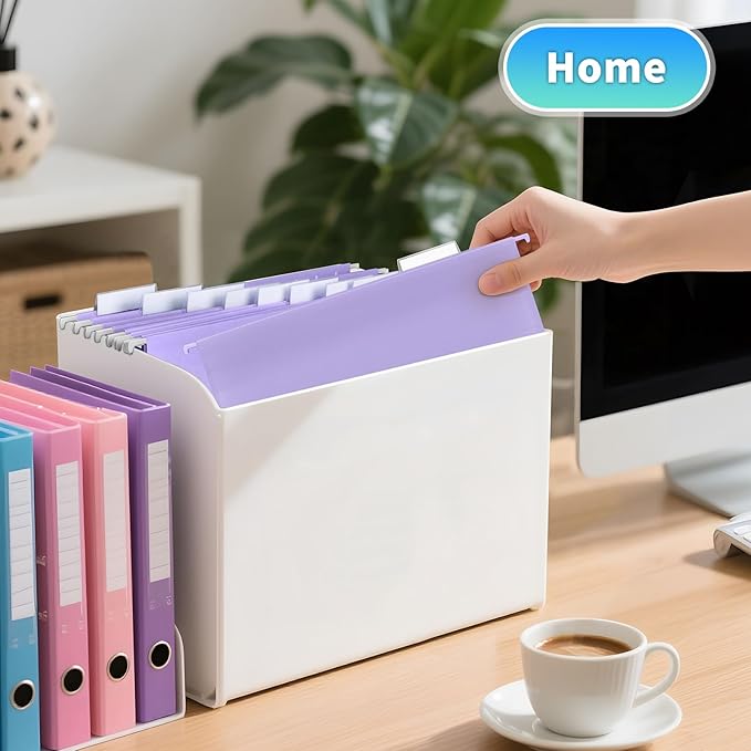 25-Pack Light Purple Hanging File Folders, Letter Size, Includes 35 Transparent Label Cards & 50 Sticker Labels,1/5-Cut Tabs for Home & Office Organization