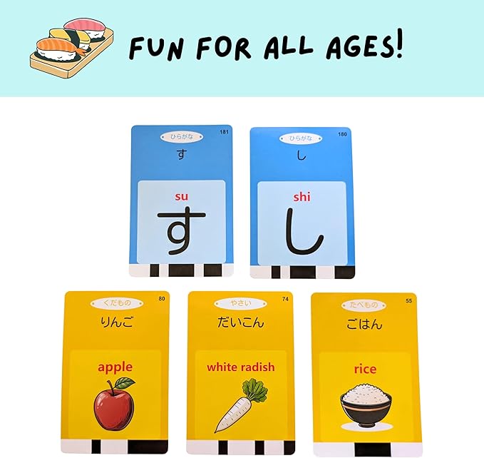 Japanese Talking Flashcards for Kids & Adults - Hiragana Alphabet, Animals, Numbers, Colors, Foods, Family, Nature & More - 112 Double-Sided Cards, Native Speaker - Tot Dojo