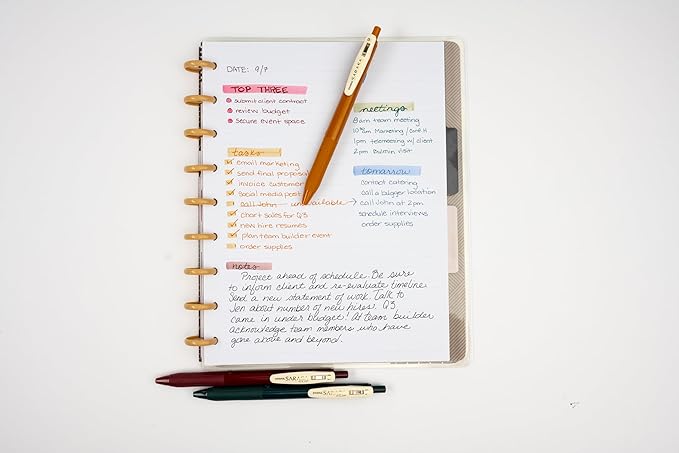 Zebra Pen Sarasa Clip Retractable Gel Pen, 0.5mm Fine Point, Light and Dark Assorted Vintage Ink Colors, Water Based, Ideal for Office and School, Journal, Note Taking and Planner Use, 10-Pack (47510)