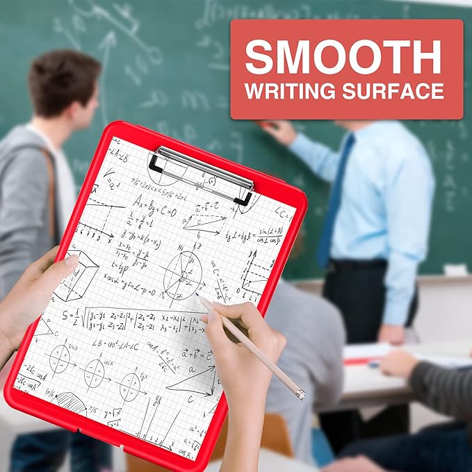 Sooez Clipboard with Storage, Plastic Storage Clipboards with Low Profile Clip, Nursing Clip Boards Foldable, Hanging Clipboard Case for Work, Teacher, Classroom Must Haves, Office School Supplies