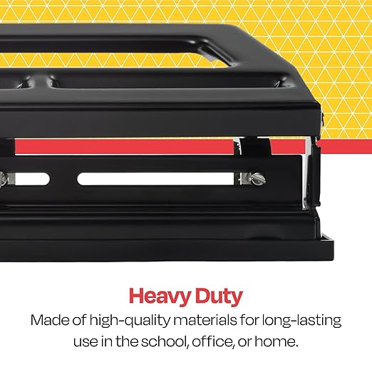 School Smart Black Steel Heavy-Duty 3 or 2-Hole Punch - 038174