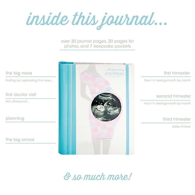 Pearhead My Pregnancy Journal, Pregnancy Memory Book with 7 Baby Keepsake Pockets, Photo Pages, Capture Every Milestone of Your Pregnancy, Gift for New Mom