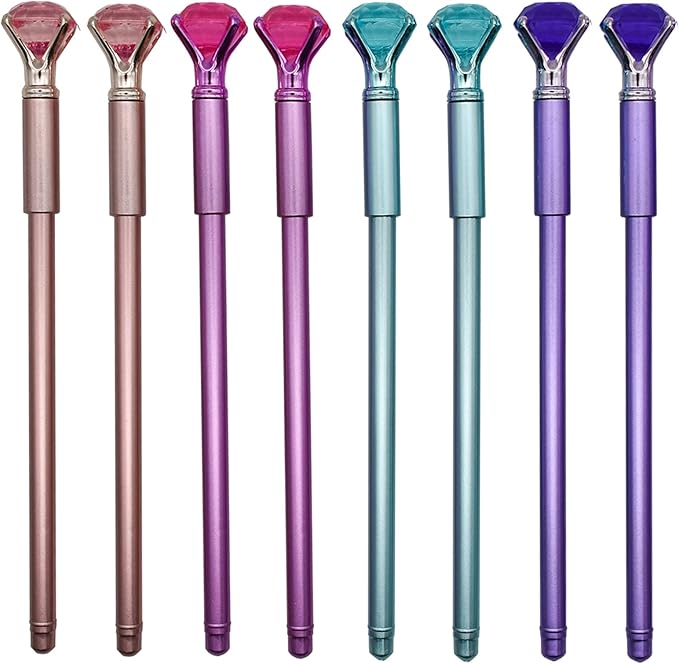 Maydahui 12 PCS Big Diamond Gel Pen Crystal Bling Pens Black Ink for Girls School Office Supplies