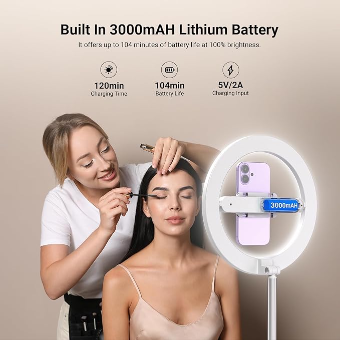 NEEWER Entry Level Version 10" 7W LED Ring Light with Stand/Phone Holder Mount/3 Color Modes, 69" Telescopic Selfie Ringlight, Lighting for iPhone Streaming Makeup Lash Studio Video Recording, N18