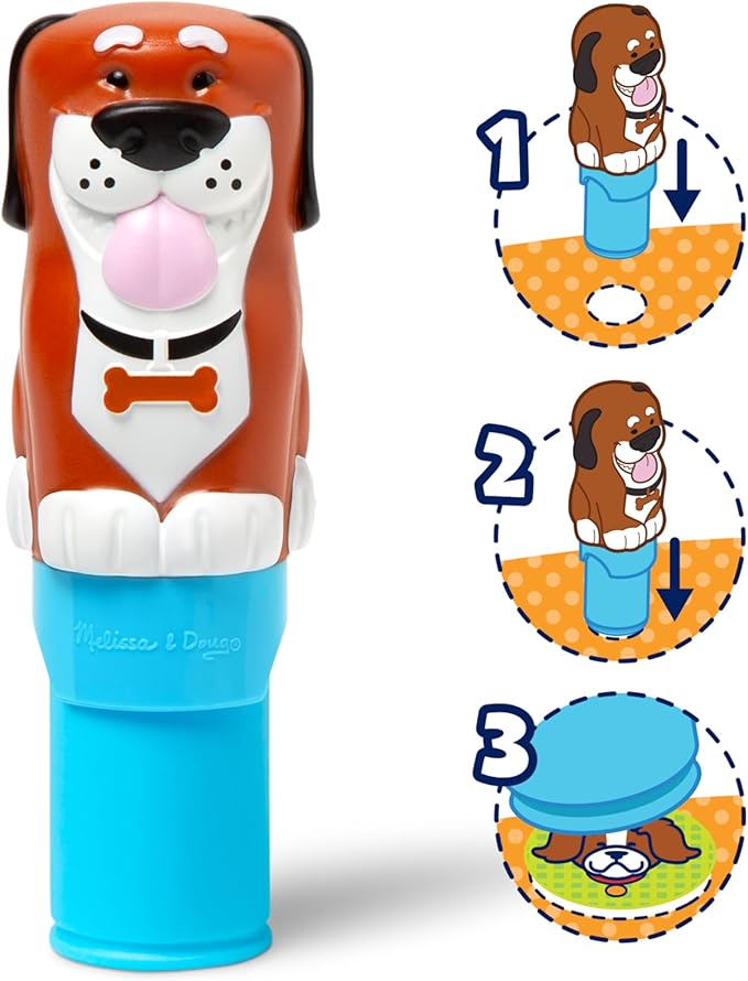 Melissa & Doug Sticker Wow!™ 24-Page Activity Pad and Sticker Stamper, 300 Stickers, Arts and Crafts Fidget Toy Collectible Character – Dog - for Kids Ages 3+ - FSC Certified