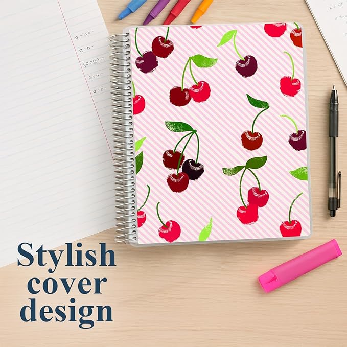 Erin Condren 8.5" x 11" Spiral Bound Dot Grid Journal Notebook, Bullet Journal with 160 Pages, Thick Paper for Planning, Sketching, Note Taking, Journaling and Organizing, Fruity Cherry
