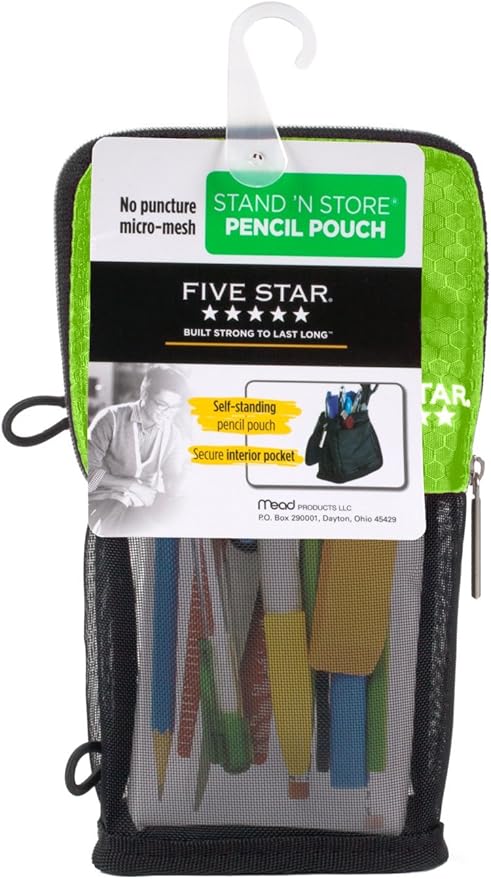 Five Star Stand 'N Store Pencil Pouch, Fits 3-Ring Binder, Pencil Case, Assorted Colors, Color Will Vary, 1 Count (50516) (Pack of 3)