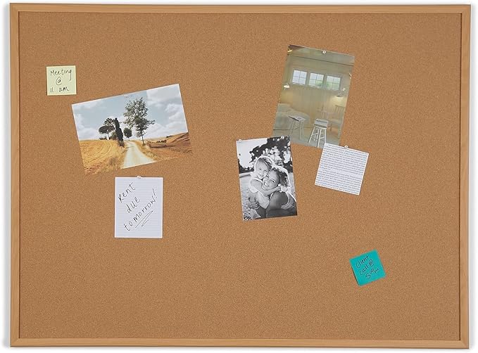 Staples Standard Durable Cork Bulletin Board, Oak Finish Frame, 4-ft x 3-ft