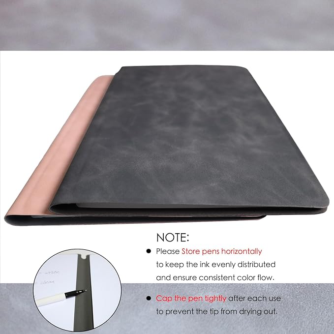 Portable Small Dry Erase Board Whiteboard Notebook Handheld, Reusable White Board Dry Erase Notebook for Desk, at Home Office Study Essentials-9.5" x 6.6" (Black-New)