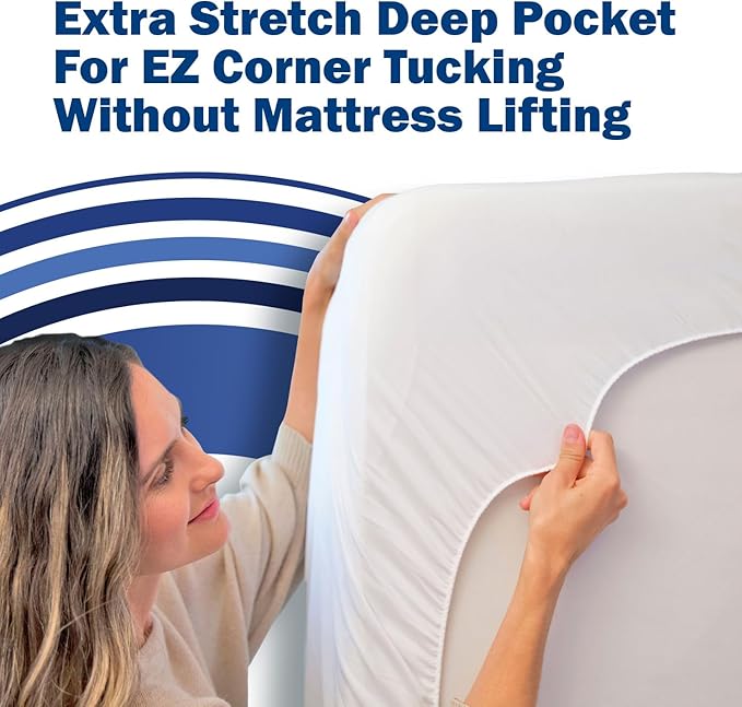 CleanRest Waterproof Mattress Fitted Sheet Protector, Ultimate Defense Against Spills and Wear, MicronOne Allergen Barrier, Breathable, Chemical-Free, Fits Mattress Depths 12" to 21" (King)