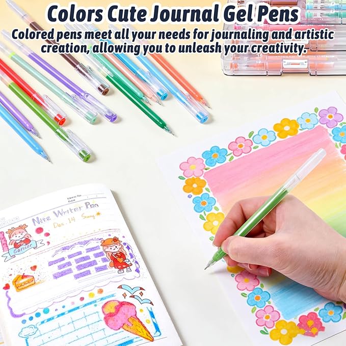168Pcs Colored Gel Pens, 162 Colors 0.6mm Fine Point Gel Pens Colored Set for Adult Coloring Books, Journal Pen Markers for Coloring, Journaling Supplies, Writing Drawing Note Taking Office Home