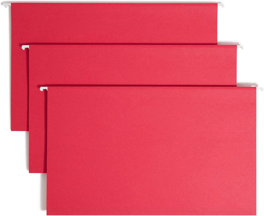 Smead Hanging File Folder with Tab, 1/5-Cut Adjustable Tab, Legal Size, Red, 25 per Box (64167)