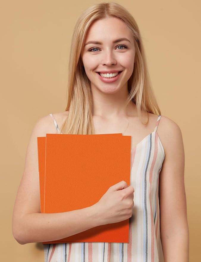SUNEE Folders with Pockets (25 Pack, Orange), 2 Pocket Folders Fit Letter Size Paper, Paper File Folder for School Office Home Bussiness