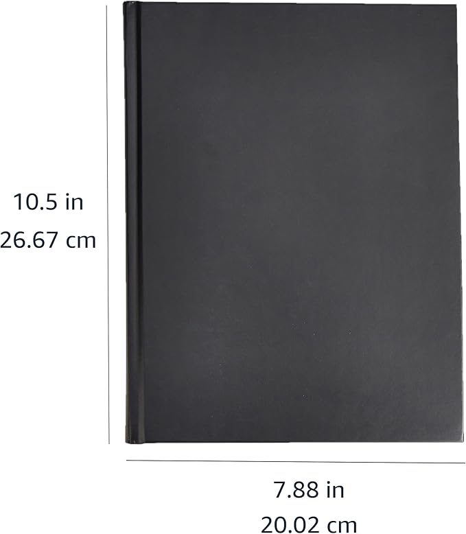 Amazon Basics Professional Hardcover Writing Journal for Journaling and Note Taking, Sturdy, Perforated Pages, 10.5 x 7.5 inches, Black, 2-Pack