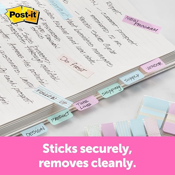 Post-it Pattern Flags, 60/On-The-Go Dispenser, .47 in, Gradient Pattern Collection (682-GRDNT)
