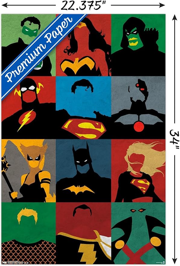 Trends International DC Comics - Justice League - Minimalist Wall Poster, 22.375" x 34", Premium Poster & Clip Bundle