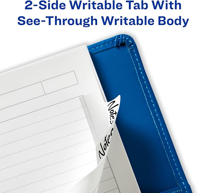 Avery Tabs, 2.5" x 1", 24 Count | Repositionable | 2-Side Writable | White | Pack of 2