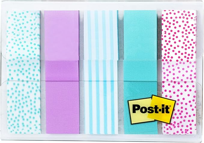 Post-it Pattern Flags, 100/On-the-Go Dispenser, .47 in, Gradient Pattern Collection (684-GRDNT)