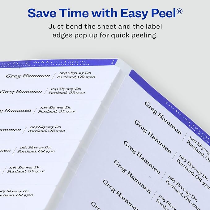 Avery Printable Easy Peel Return Address Labels, 0.5" x 1.75", Sure Feed, 2 Pack, 4000 Labels Total (5637)