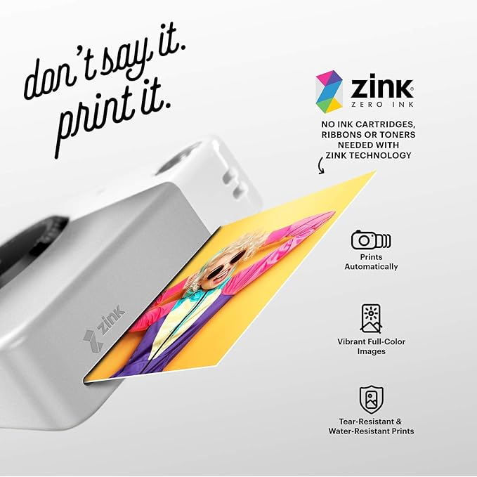 KODAK Printomatic Full-Color Instant Print Digital Camera - Colorful Photos On Zink 2x3" Sticky-Back Photo Paper - 5MP, Portable, Creative Fun Gift for Birthday, Christmas, Holiday - Grey
