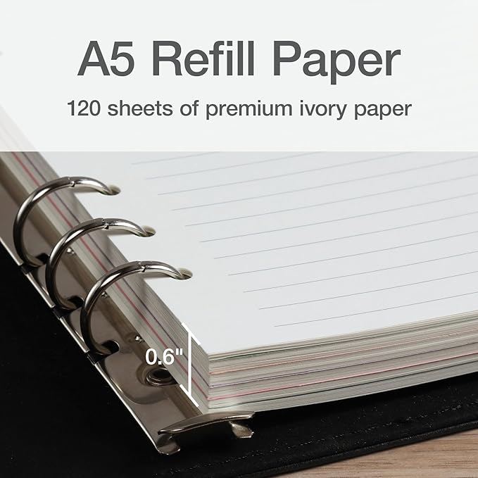 Oxford A5 Refill Paper, 6 Ring Lined Paper with Pastel Binder Dividers, 5 Tabs, 120 Sheets, 6 x 8.25 Inches, Notebook, Bullet Journal and Planner Inserts (1016731)